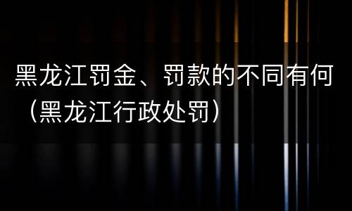 黑龙江罚金、罚款的不同有何（黑龙江行政处罚）