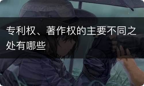 专利权、著作权的主要不同之处有哪些