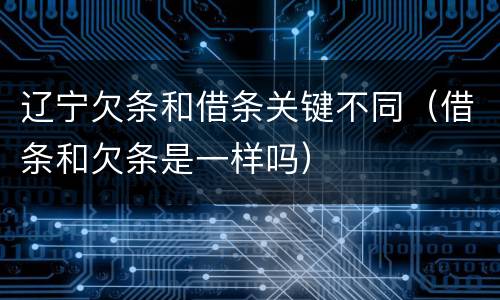 辽宁欠条和借条关键不同（借条和欠条是一样吗）