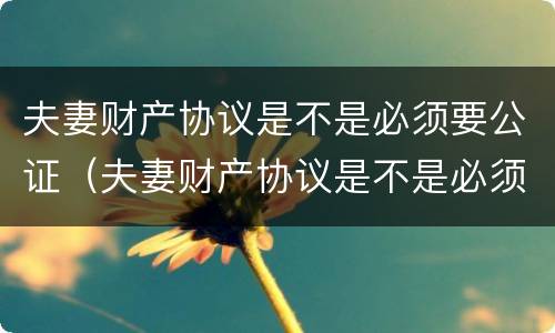 夫妻财产协议是不是必须要公证（夫妻财产协议是不是必须要公证才生效）