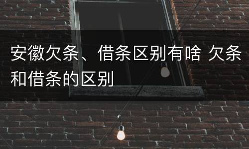 安徽欠条、借条区别有啥 欠条和借条的区别