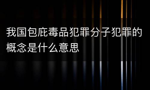 我国包庇毒品犯罪分子犯罪的概念是什么意思