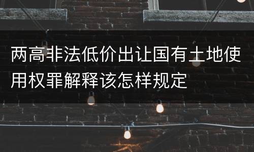 两高非法低价出让国有土地使用权罪解释该怎样规定
