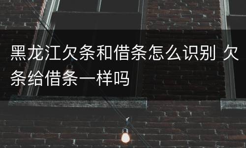 黑龙江欠条和借条怎么识别 欠条给借条一样吗