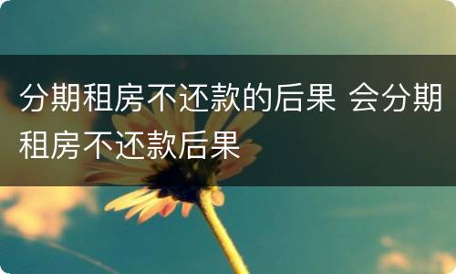 分期租房不还款的后果 会分期租房不还款后果