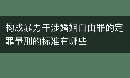 构成暴力干涉婚姻自由罪的定罪量刑的标准有哪些