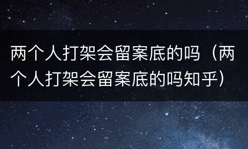 两个人打架会留案底的吗（两个人打架会留案底的吗知乎）
