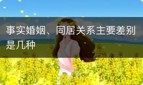 事实婚姻、同居关系主要差别是几种