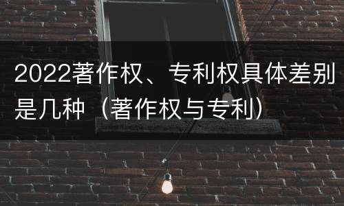2022著作权、专利权具体差别是几种（著作权与专利）