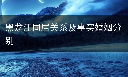 黑龙江同居关系及事实婚姻分别
