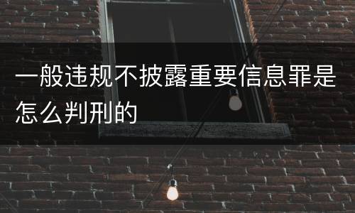 一般违规不披露重要信息罪是怎么判刑的