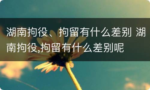 湖南拘役、拘留有什么差别 湖南拘役,拘留有什么差别呢