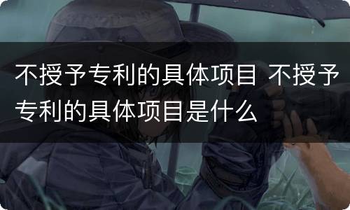 不授予专利的具体项目 不授予专利的具体项目是什么