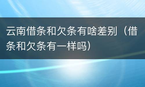 云南借条和欠条有啥差别（借条和欠条有一样吗）