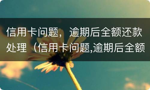 信用卡问题，逾期后全额还款处理（信用卡问题,逾期后全额还款处理需要多久）