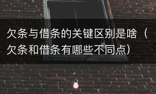 欠条与借条的关键区别是啥（欠条和借条有哪些不同点）