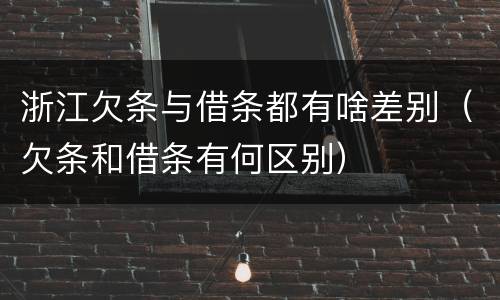 浙江欠条与借条都有啥差别（欠条和借条有何区别）