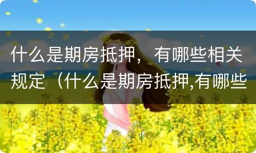 什么是期房抵押，有哪些相关规定（什么是期房抵押,有哪些相关规定呢）