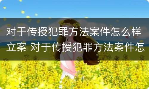 对于传授犯罪方法案件怎么样立案 对于传授犯罪方法案件怎么样立案审理