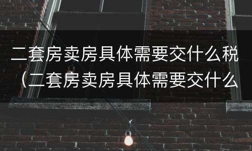 二套房卖房具体需要交什么税（二套房卖房具体需要交什么税款）
