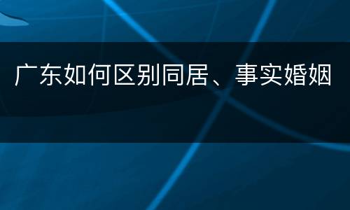 广东如何区别同居、事实婚姻