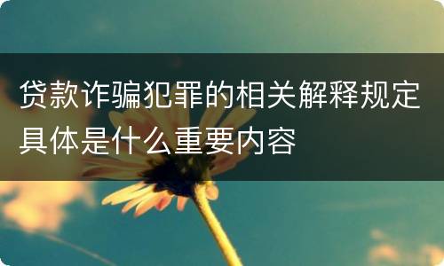 贷款诈骗犯罪的相关解释规定具体是什么重要内容
