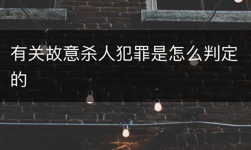 有关故意杀人犯罪是怎么判定的