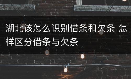 湖北该怎么识别借条和欠条 怎样区分借条与欠条