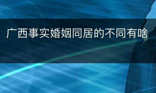 广西事实婚姻同居的不同有啥