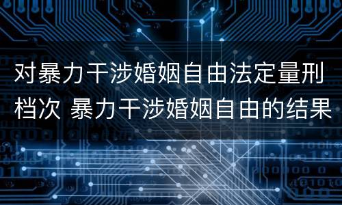 对暴力干涉婚姻自由法定量刑档次 暴力干涉婚姻自由的结果加重犯