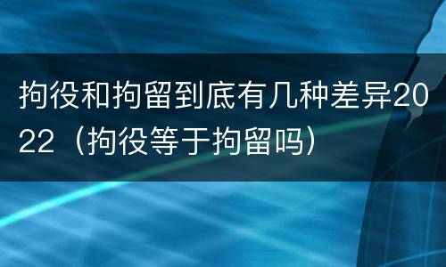 拘役和拘留到底有几种差异2022（拘役等于拘留吗）