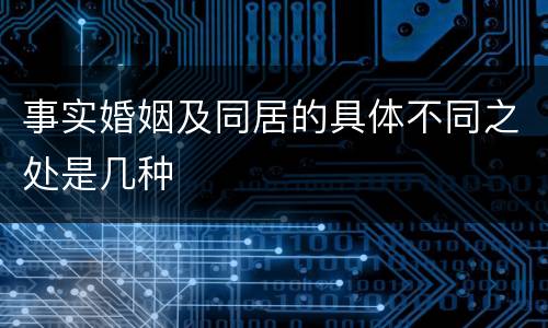 事实婚姻及同居的具体不同之处是几种