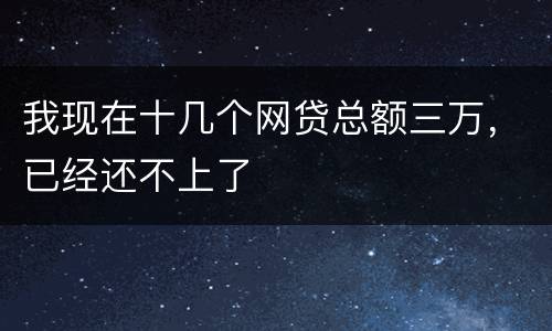 我现在十几个网贷总额三万，已经还不上了