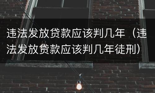 违法发放贷款应该判几年（违法发放贷款应该判几年徒刑）