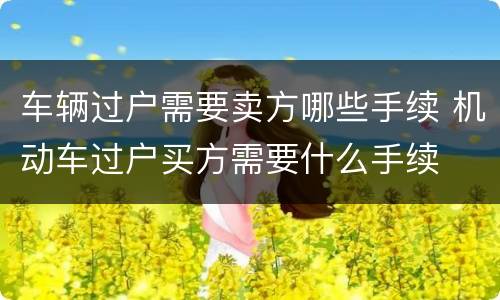 车辆过户需要卖方哪些手续 机动车过户买方需要什么手续