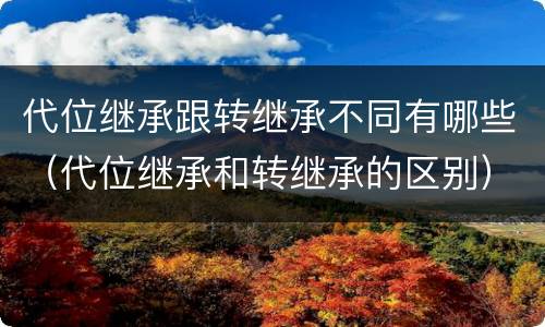 代位继承跟转继承不同有哪些（代位继承和转继承的区别）