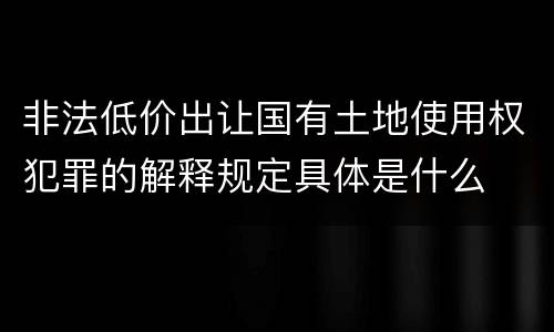 非法低价出让国有土地使用权犯罪的解释规定具体是什么
