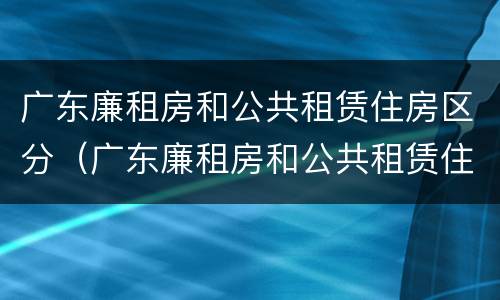 广东廉租房和公共租赁住房区分（广东廉租房和公共租赁住房区分吗）