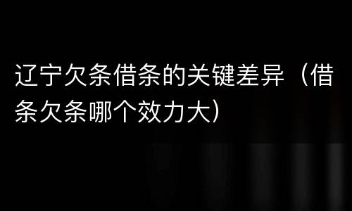 辽宁欠条借条的关键差异（借条欠条哪个效力大）