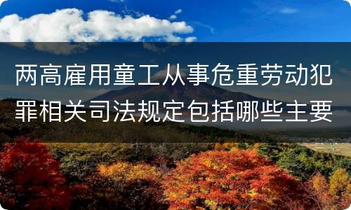 两高雇用童工从事危重劳动犯罪相关司法规定包括哪些主要内容