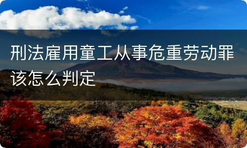 刑法雇用童工从事危重劳动罪该怎么判定