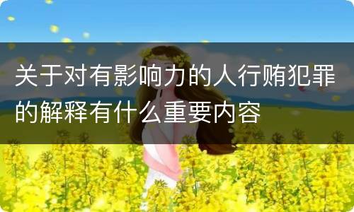 关于对有影响力的人行贿犯罪的解释有什么重要内容