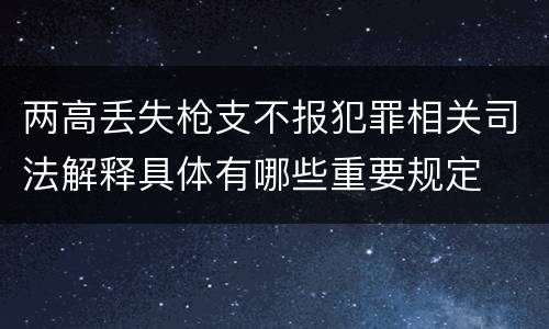 两高丢失枪支不报犯罪相关司法解释具体有哪些重要规定