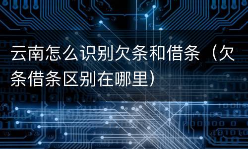 云南怎么识别欠条和借条（欠条借条区别在哪里）