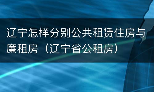 辽宁怎样分别公共租赁住房与廉租房（辽宁省公租房）