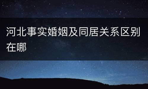 河北事实婚姻及同居关系区别在哪