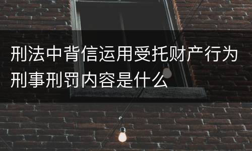 刑法中背信运用受托财产行为刑事刑罚内容是什么