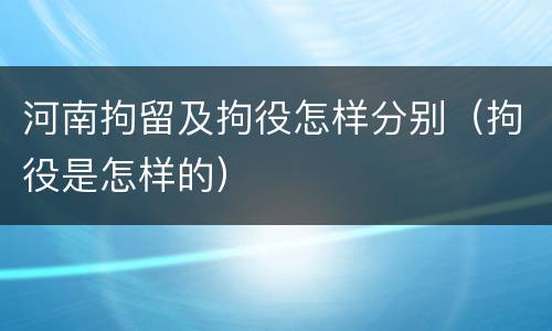 河南拘留及拘役怎样分别（拘役是怎样的）