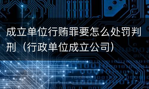 成立单位行贿罪要怎么处罚判刑（行政单位成立公司）