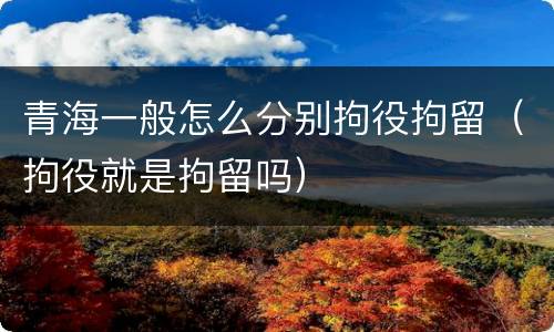 青海一般怎么分别拘役拘留（拘役就是拘留吗）